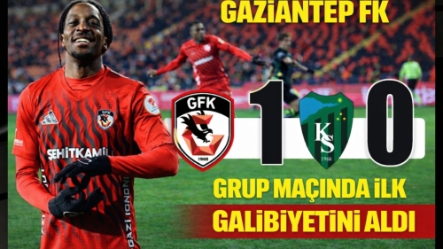 Gaziantep FK, 10 kişi kaldığı maçta pes etmedi  1 saat önce  Ziraat Türkiye Kupası grup maçlarında Kocaelispor’u ağırlayan Gaziantep Futbol Kulübü, on kişi kaldığı maçı Lungoyi’nin attığı golle 1-0 kazanmayı bildi.