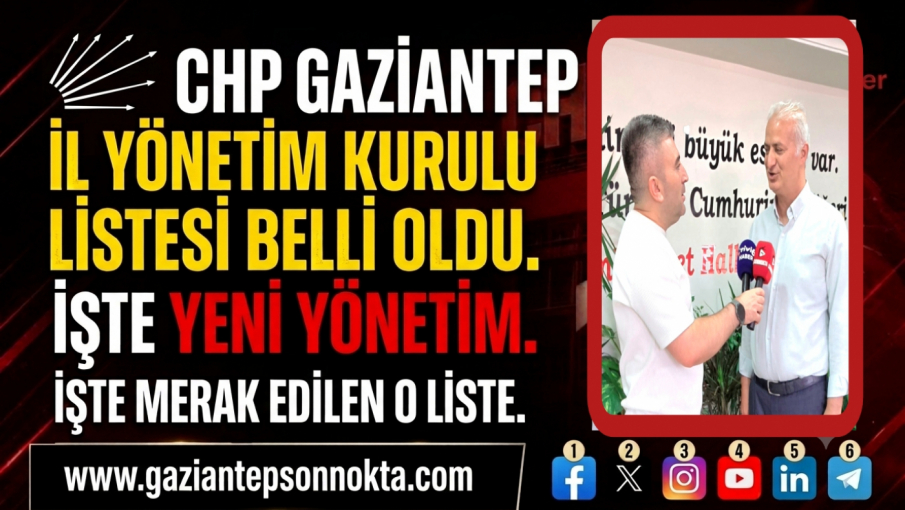 CHP Gaziantep İl Yönetim Kurulu listesi belli oldu. İşte yeni yönetim.