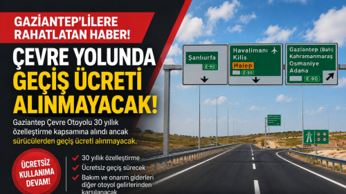Gaziantep Çevre Yolu İçin "Paralı Olacak" Endişesine Son