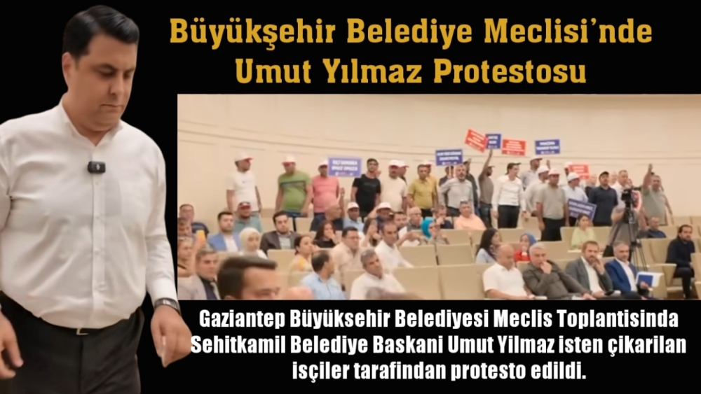 Büyükşehir meclisinde ortalık karıştı,  İşten çıkarılan işçiler Umut Yılmaz'ı protesto etti