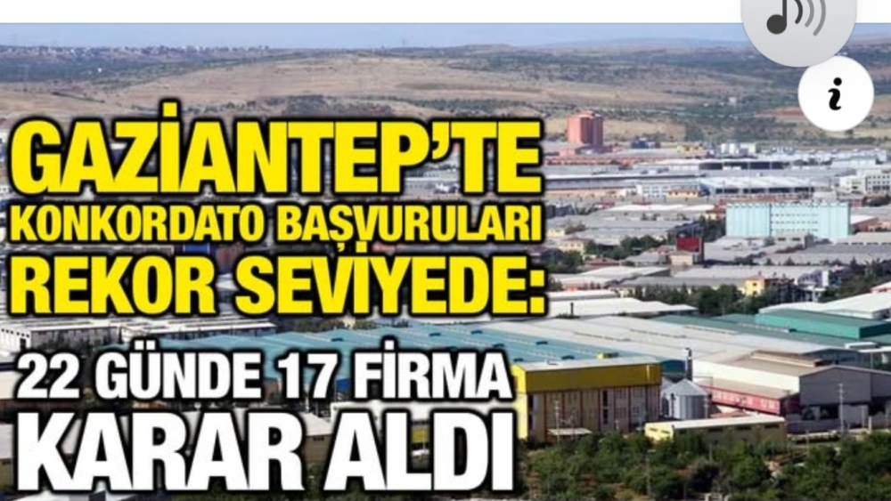 Gaziantep’te Konkordato Başvuruları Rekor Seviyede: 22 Günde 17 Firma Karar Aldı